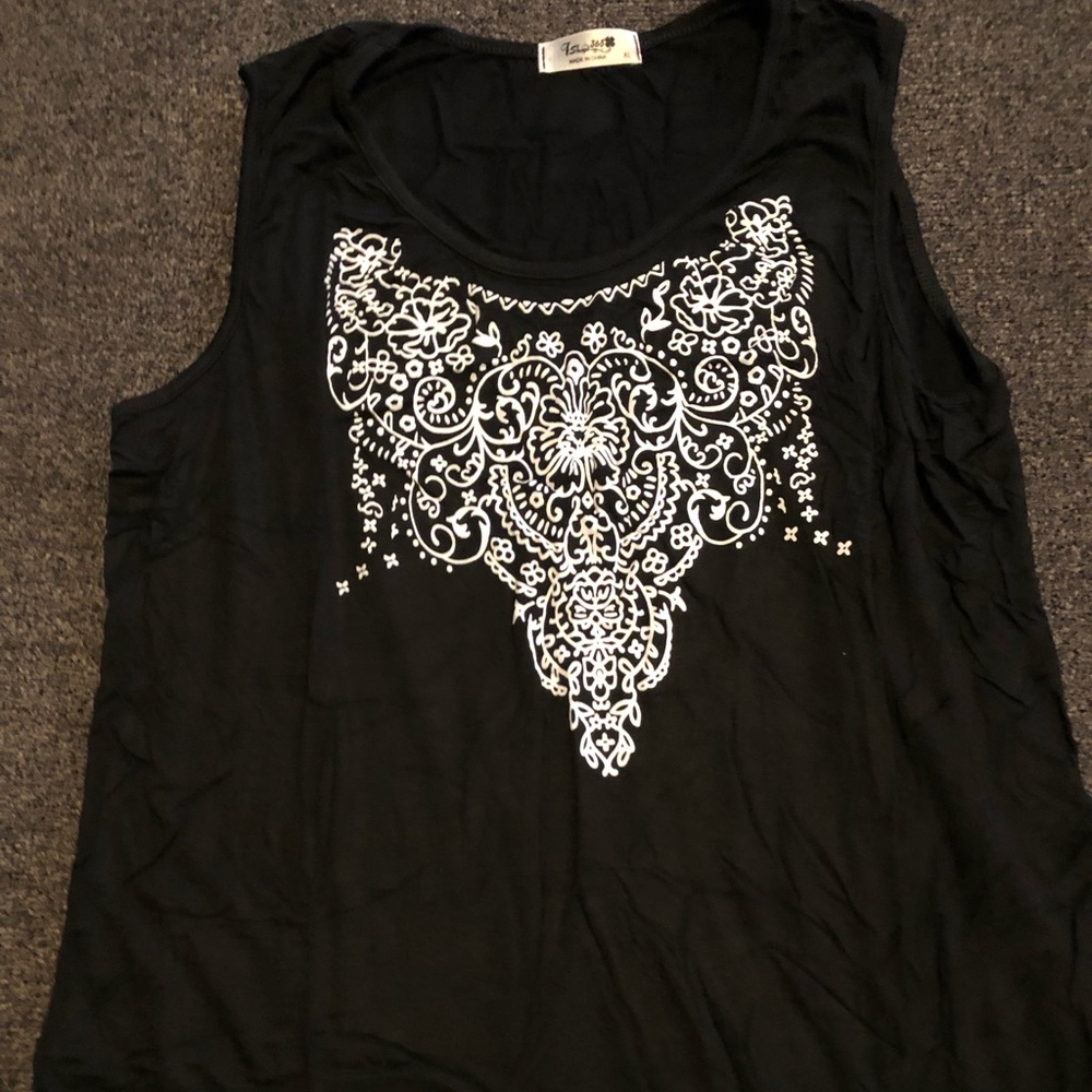 Black tank with white detail
